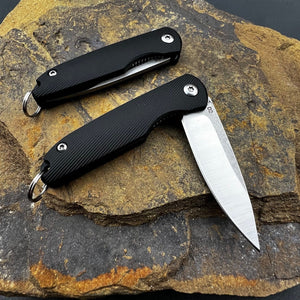 PIKA - D2 Blade, Black Handles, Small Keychain Knife