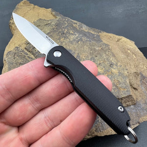 PIKA - D2 Blade, Black Handles, Small Keychain Knife