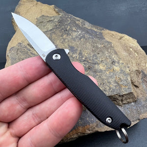 PIKA - D2 Blade, Black Handles, Small Keychain Knife