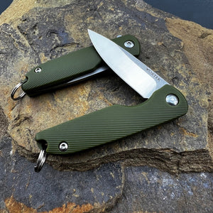 PIKA - D2 Blade, Green Handles, Small Keychain Knife