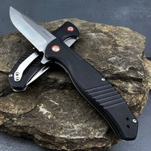 Load image into Gallery viewer, MONARK: Black G10 Handles, D2 Drop Point Blade, Ball Bearing Flipper System