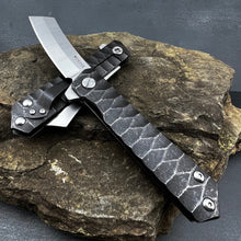 Load image into Gallery viewer, KYOTO:  D2 Cleaver Blade, Stainless Steel Stonewashed Handle, Ball Bearing Flipper System