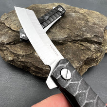 Load image into Gallery viewer, KYOTO:  D2 Cleaver Blade, Stainless Steel Stonewashed Handle, Ball Bearing Flipper System