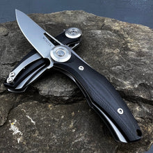 Load image into Gallery viewer, MINI MONDO: D2 Drop Point Blade, Black G10 Handles, Ball Bearing Flipper System