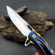 Load image into Gallery viewer, KRONOS - Blue and Gold Stainless Steel Handles, D2 Blade