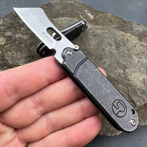 PYGMY: D2 Cleaver Blade, Small and Lite, Great for a Keychain or Pocket, Ball Bearing Pivot System