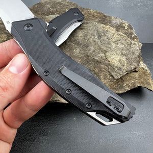 GROWLER: Black G10 Handles, D2 Drop Point Blade, Ball Bearing Flipper System