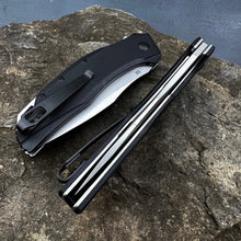 Load image into Gallery viewer, GROWLER: Black G10 Handles, D2 Drop Point Blade, Ball Bearing Flipper System