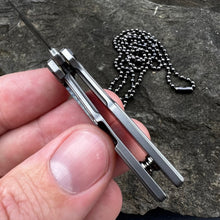 Load image into Gallery viewer, TINY-Ti: Titanium Handles, Damascus Blade, Great Keychain or Necklace Knife