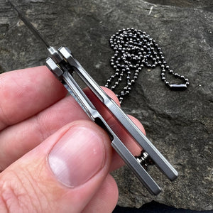 TINY-Ti: Titanium Handles, Damascus Blade, Great Keychain or Necklace Knife