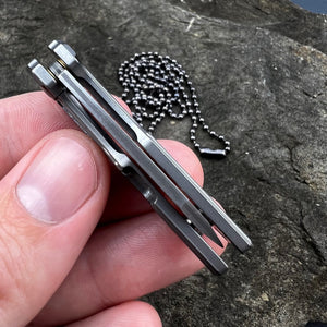 TINY-Ti: Titanium Handles, Damascus Blade, Great Keychain or Necklace Knife