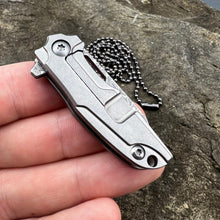 Load image into Gallery viewer, TINY-Ti: Titanium Handles, Damascus Blade, Great Keychain or Necklace Knife