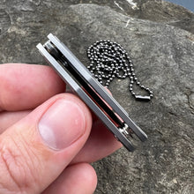 Load image into Gallery viewer, TINY-Ti: Titanium Handles, Damascus Blade, Great Keychain or Necklace Knife