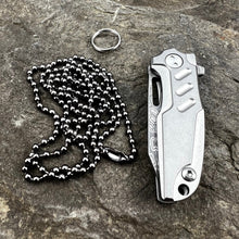 Load image into Gallery viewer, TINY-Ti: Titanium Handles, Damascus Blade, Great Keychain or Necklace Knife