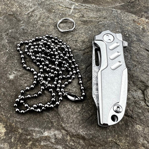 TINY-Ti: Titanium Handles, Damascus Blade, Great Keychain or Necklace Knife