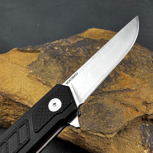 TORO:  Black G10 Handles, 9Cr18MoV Straight Back Blade,  Ball Bearing Flipper System