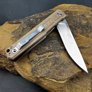 TORO:  Desert Tan G10 Handles, 9Cr18MoV Straight Back Blade,  Ball Bearing Flipper System