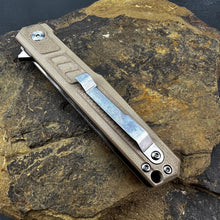 Load image into Gallery viewer, TORO:  Desert Tan G10 Handles, 9Cr18MoV Straight Back Blade,  Ball Bearing Flipper System