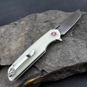 SNAPDRAGON: Jade G10 Handles, D2 Straight Back Blade,  Ball Bearing Flipper System