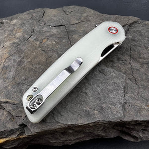 SNAPDRAGON: Jade G10 Handles, D2 Straight Back Blade,  Ball Bearing Flipper System