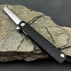 ASTRO: Black G10 Handles, Long and Sleek D2 Blade,  Ball Bearing Flipper System