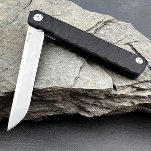 ASTRO: Black G10 Handles, Long and Sleek D2 Blade,  Ball Bearing Flipper System