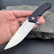 Load image into Gallery viewer, ADMIRAL: Black G10 Handles, D2 Drop Point Blade, Ball Bearing Flipper System