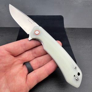 ADMIRAL: Jade G10 Handles, D2 Drop Point Blade, Ball Bearing Flipper System