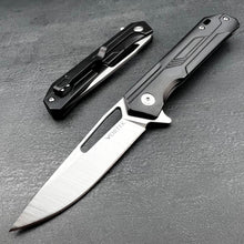 Load image into Gallery viewer, SILKY: Black Stainless Steel Handles, D2 Drop Point Blade, Ball Bearing Flipper System, EDC Folding Pocket Knife