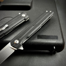 Load image into Gallery viewer, NOVA:  Tactical Black G10 Handles, Ball Bearing Flipper System, D2 Straight Back Blade