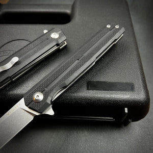 NOVA - Black G10 Handles, D2 Straight Back Blade