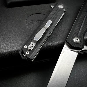 NOVA - Black G10 Handles, D2 Straight Back Blade