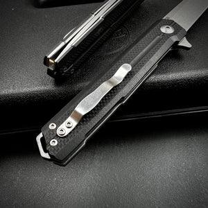 NOVA:  Tactical Black G10 Handles, Ball Bearing Flipper System, D2 Straight Back Blade