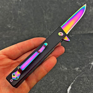 VANGUARD - Black G10 Handles, Rainbow 8Cr13MoV Blade