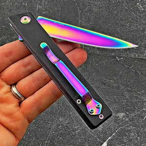 VANGUARD - Black G10 Handles, Rainbow 8Cr13MoV Blade