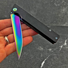 Load image into Gallery viewer, VANGUARD - Black G10 Handles, Rainbow 8Cr13MoV Blade