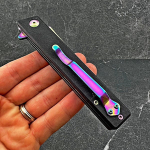 VANGUARD - Black G10 Handles, Rainbow 8Cr13MoV Blade