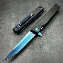 Load image into Gallery viewer, VANGUARD - Black G10 Handles, Blue 8Cr13MoV Blade