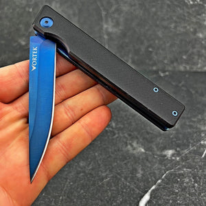 VANGUARD: 9" Overall, 5" G10 Handle, 4" Long Blue 8Cr13MoV Blade