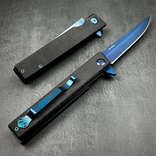Load image into Gallery viewer, VANGUARD - Black G10 Handles, Blue 8Cr13MoV Blade