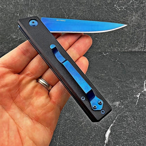 VANGUARD: 9" Overall, 5" G10 Handle, 4" Long Blue 8Cr13MoV Blade