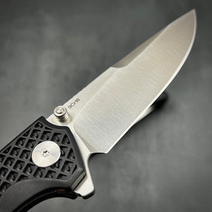 CORAL: 9Cr18MoV Drop Point Blade, Ball Bearing Pivot System, Black Fiberglass Reinforced Nylon Handle