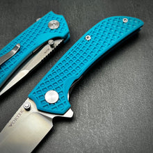 Load image into Gallery viewer, CORAL: Blue Fiberglass Handles, 9Cr18MoV Drop Point Blade, Ball Bearing Pivot System