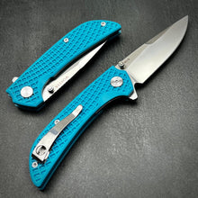 Load image into Gallery viewer, CORAL: Blue Fiberglass Handles, 9Cr18MoV Drop Point Blade, Ball Bearing Pivot System