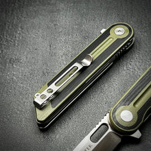 Load image into Gallery viewer, ASTRID - Sandvik 14C28N Tanto Blade, Black and Green G10 Handles