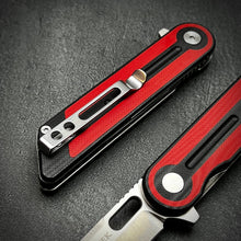 Load image into Gallery viewer, ASTRID - Sandvick 14C28N Tanto Blade, Red and Black G10 Handles