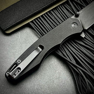 AXEL: Black G10 Handles, 9Cr18MoV Blade, Ball Bearing Pivot System, EDC Folding Pocket Knife