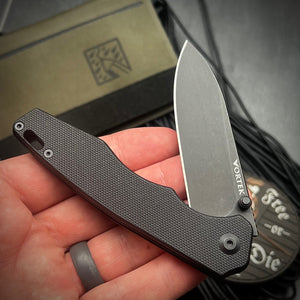 AXEL: Black G10 Handles, 9Cr18MoV Blade, Ball Bearing Pivot System, EDC Folding Pocket Knife