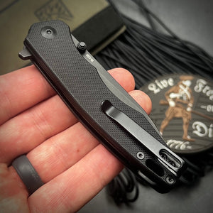 AXEL: Black G10 Handles, 9Cr18MoV Blade, Ball Bearing Pivot System, EDC Folding Pocket Knife