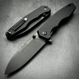 AXEL: Black G10 Handles, 9Cr18MoV Blade, Ball Bearing Pivot System, EDC Folding Pocket Knife